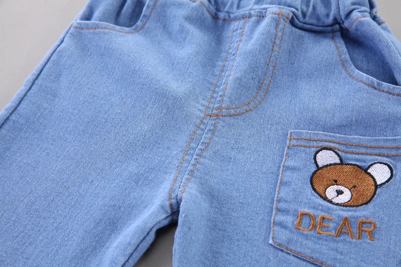 TinyTales Dear Bear Set – 2-delat Sommarset med Pikétröja & Jeansshorts