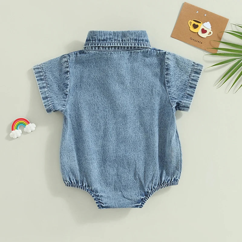 TinyTales Denim Charm Romper – Trendig Babybody i Mjuk Jeansstil