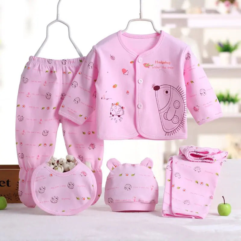 TinyTales Hedgehog Dream Set – 5-delat Rosa Babyset i Mjuk Bomull
