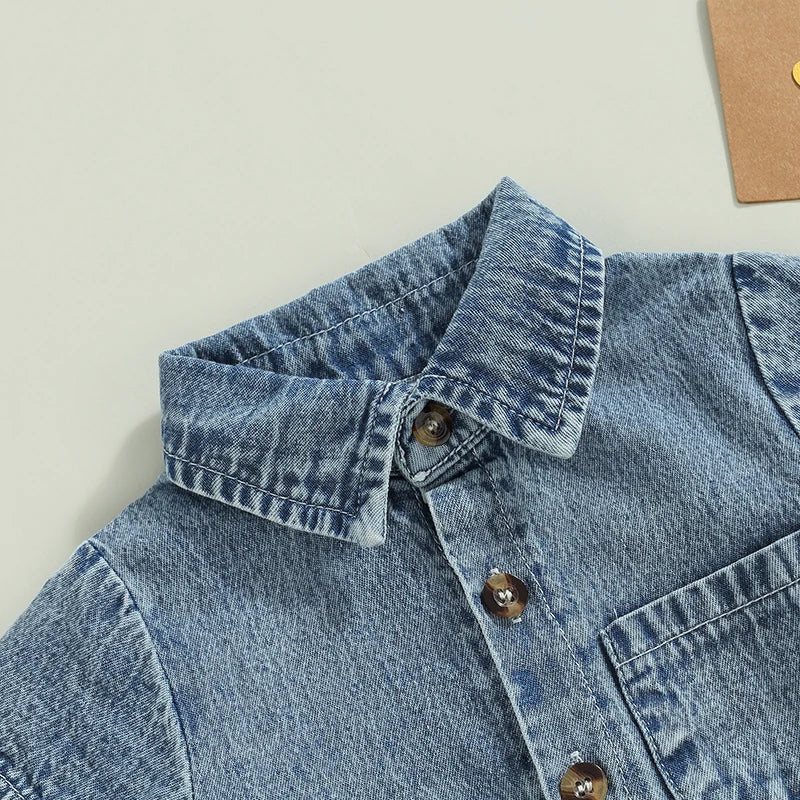 TinyTales Denim Charm Romper – Trendig Babybody i Mjuk Jeansstil