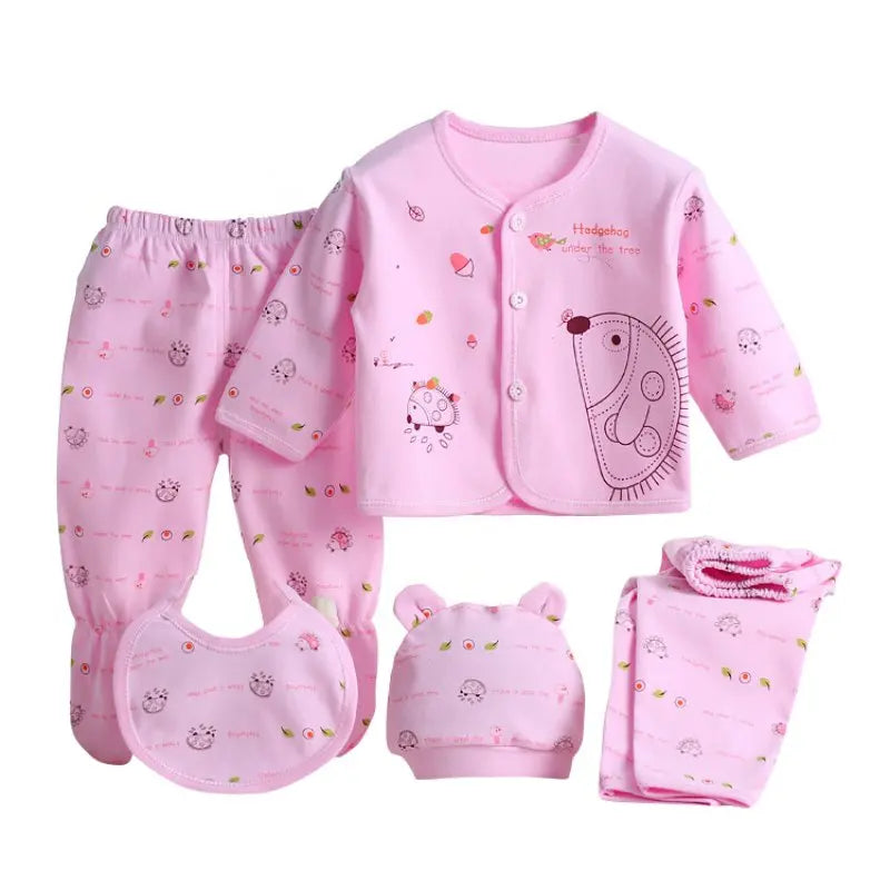 TinyTales Hedgehog Dream Set – 5-delat Rosa Babyset i Mjuk Bomull